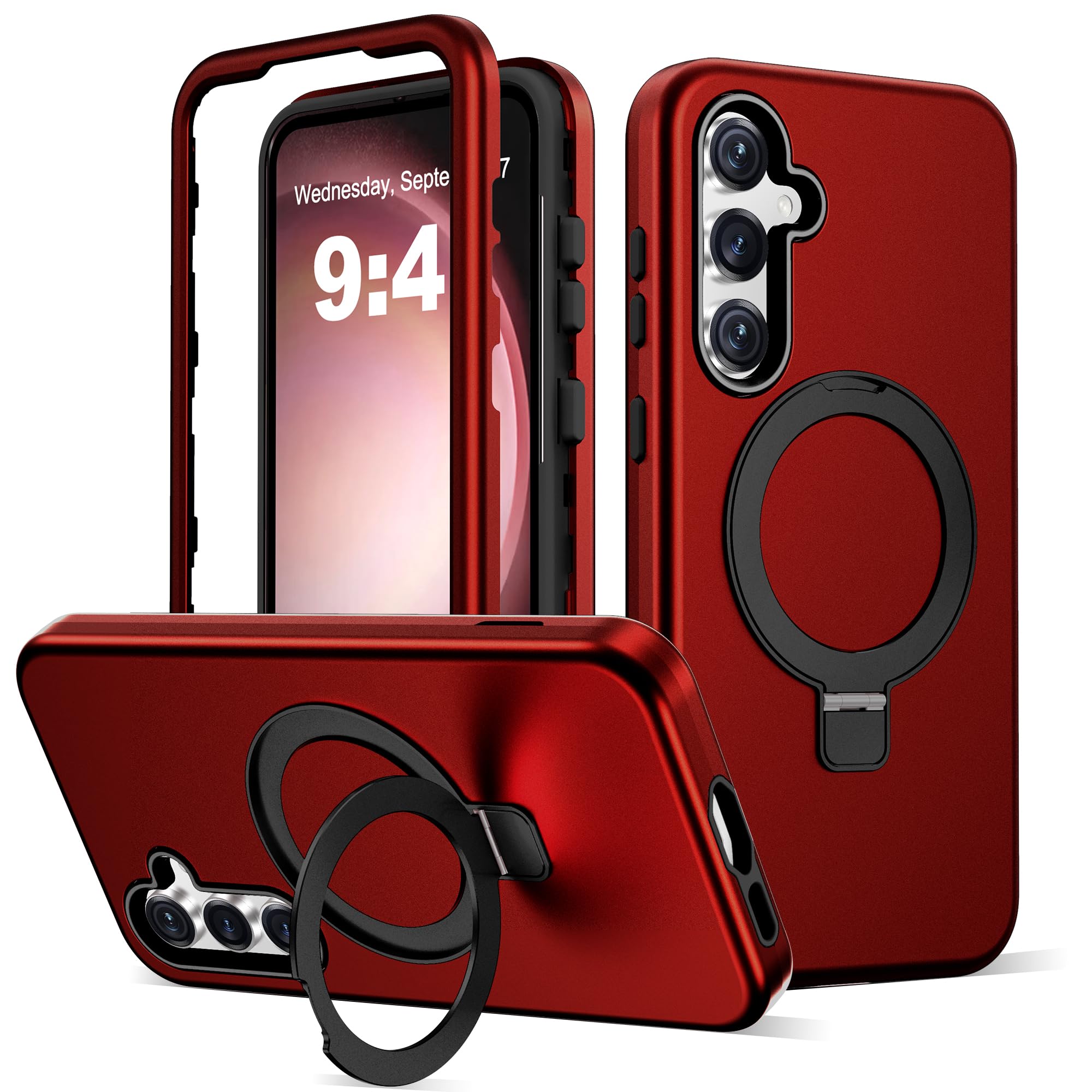 for Samsung Galaxy S23 Case with Magnetic Ring Stand [Compatible with Mag-Safe][Military Grade Drop Protection][Build in Kickstand] Shockproof Galaxy S23 Phone Case 6.1",Red