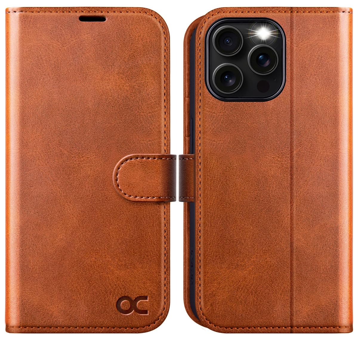 OCASE Compatible with iPhone 16 Pro Wallet Case, PU Leather Flip Folio Case with Card Holders RFID Blocking Kickstand [Shockproof TPU Inner Shell] Phone Cover 6.3 Inch 2024, Brown