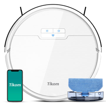 Tikom Robot Vacuum and Mop, G8000 Robot Vacuum Cleaner, 2700Pa Strong Suction, Self-Charging, Good for Hard Floors, Black