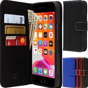 iPhone SE Wallet Case 2022 & 2020 / iPhone 8 Wallet Case / iPhone 7 Wallet Case - Leather Card Wallet with Stand Feature