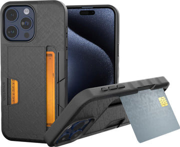 Smartish® iPhone 15 Pro Max Wallet Case - Wallet Slayer Vol. 2 [Slim/Protective] Credit Card Holder w/Kickstand Drop Tested Hidden Card Slot Compatible w/Apple iPhone 15 Pro Max - Black Tie Affair