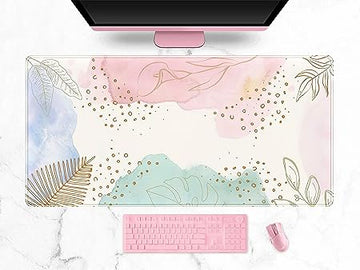 Boho Pastel Painting Mouse Pad - Abstract Desk Mat for Vibrant Workspace