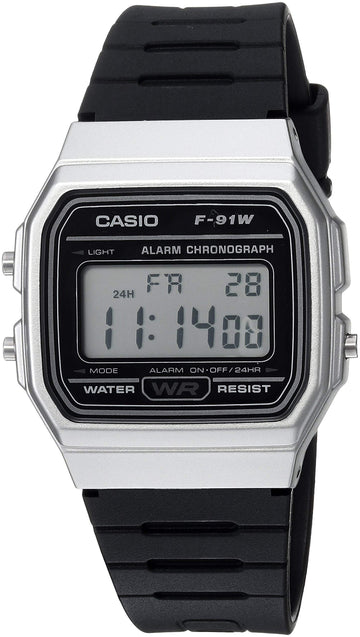 Casio Men's 'Vintage' Quartz Metal and Resin Casual Watch, Color:Black (Model: F-91WM-7ACF)