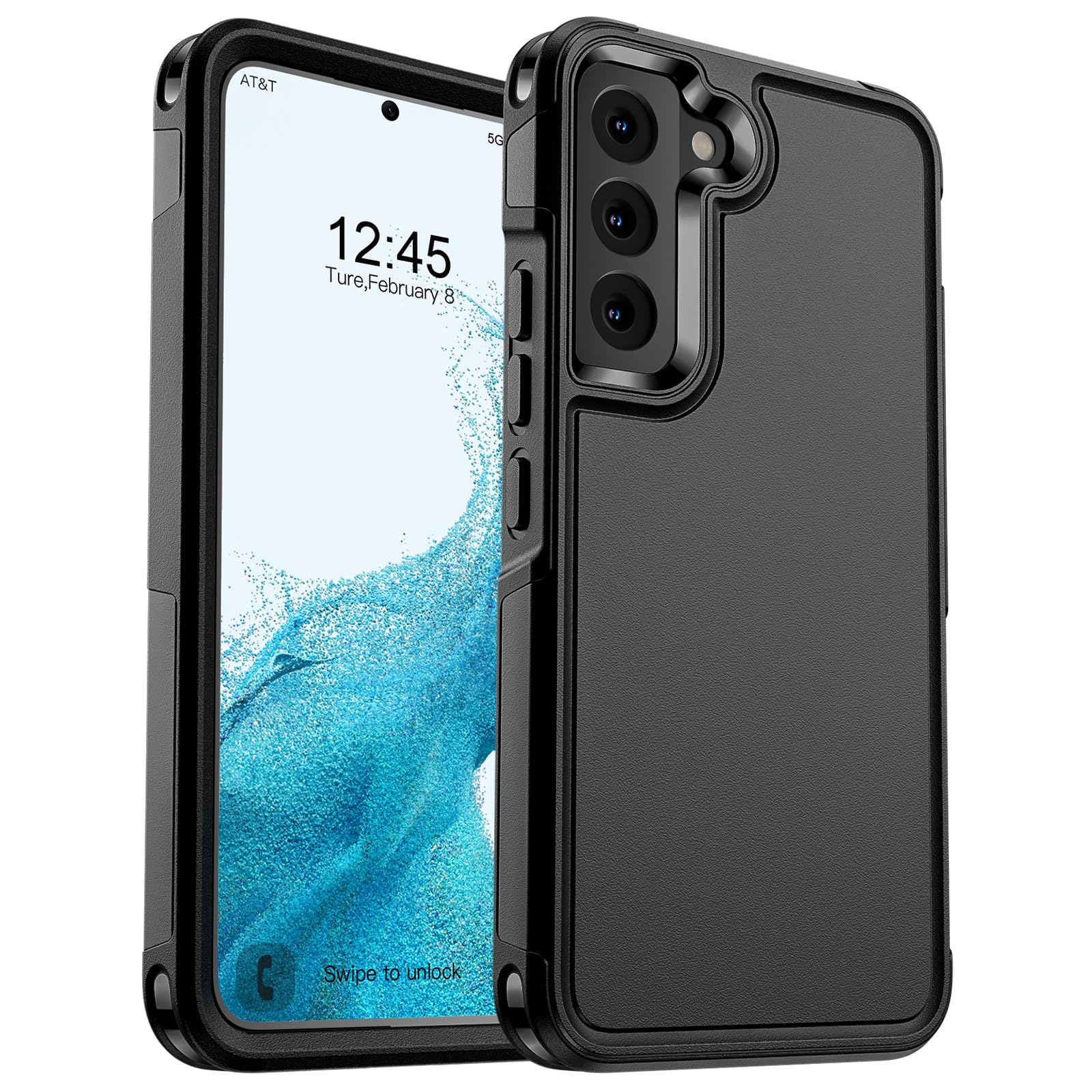 Designed for Samsung Galaxy S22 Case,12 FT Military Grade Drop Protection,Dual Layer Heavy Duty Protective Cover Shockproof with Non-Slip Phone Case for Galaxy S22 6.1 inch,Black