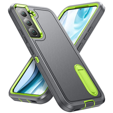 Fucozan for Samsung Galaxy S22 Plus Case Galaxy S22+ Case with Kickstand Case 3-Layer Military Grade Protective Case Cover Silicone Rugged Shockproof for Galaxy S22 Plus S22+ Phone Case (Gray+Green)