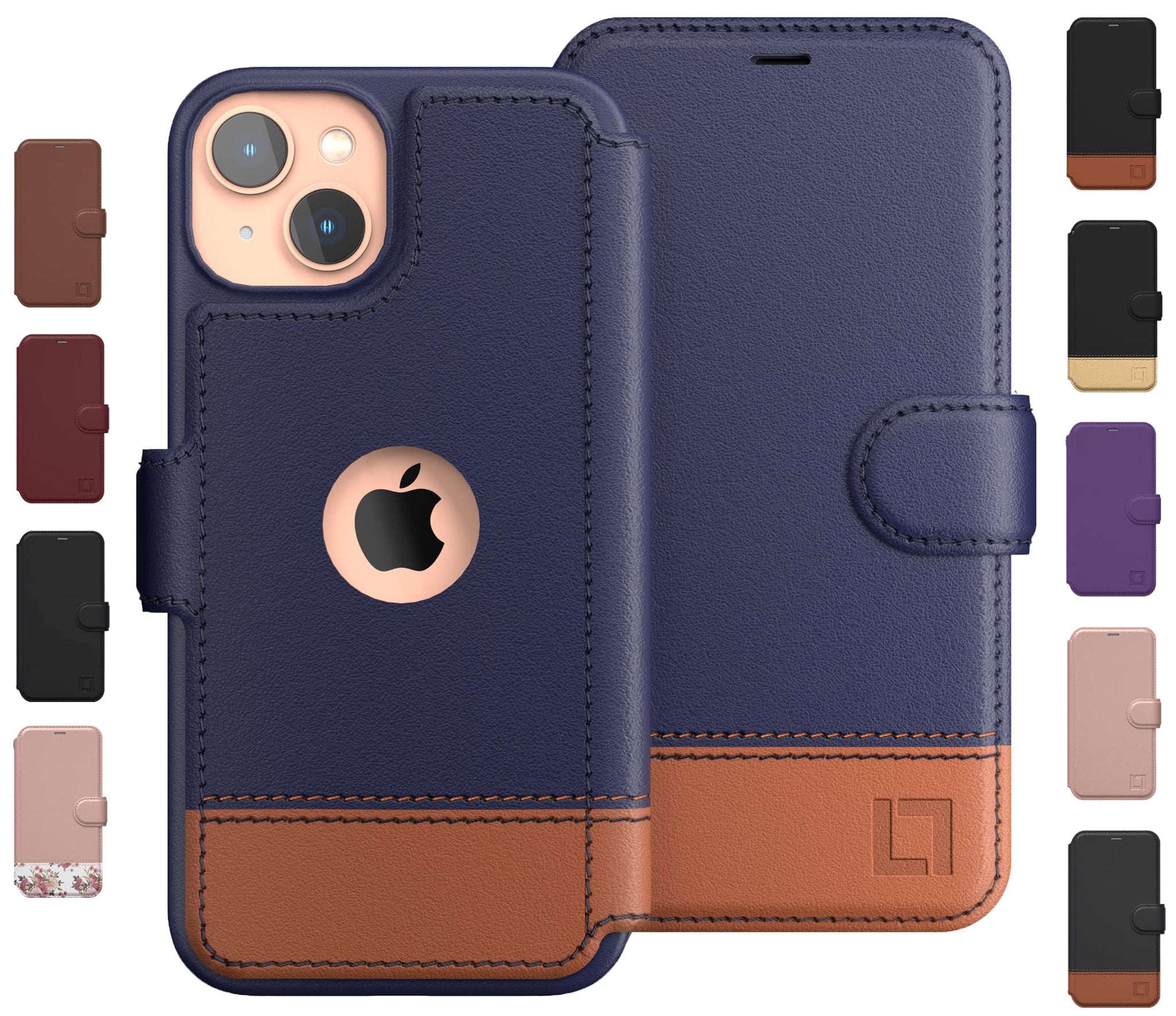 LUPA Legacy iPhone 14 Plus Wallet Case for Women and Men, Case with Card Holder [Slim & Protective] for Apple 14 Plus (6.7”), Leather i-Phone Cover, Cute Phone Case, Blue & Brown, Desert Sky