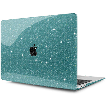 DONGKE for MacBook Air 13 inch Case 2021-2018 Release A2337 M1 A2179 A1932, Bling Plastic Hard Shell Case & Keyboard Cover Only Compatible with MacBook Air 13 inch Retina Fits Touch ID, Sparkly Teal