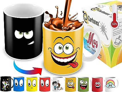 Heat Changing Mug - 11 Oz Color Changing Mug with a Yellow Drunk Funny Smiley Face