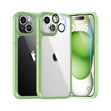 TAURI iPhone 15 Green Clear Case Bundle: Complete 5-in-1 Protection