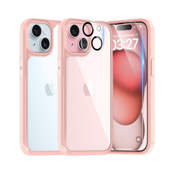 TAURI iPhone 15 Pink Clear Case Bundle: 5-in-1 Protection