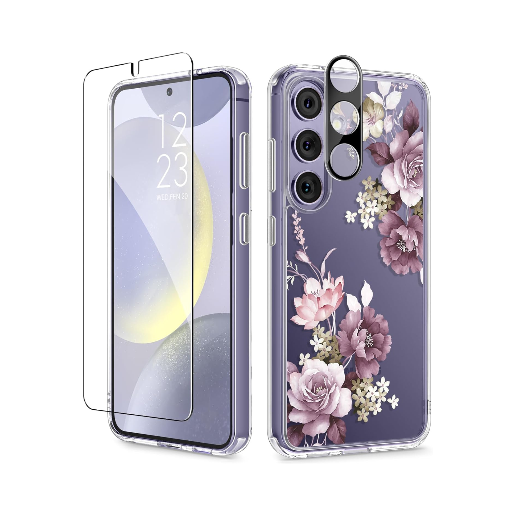 GVIEWIN Samsung Galaxy S24 Plus Case - Cherry Blossoms/Purple