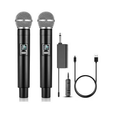 ALPOWL Wireless Microphone Set - UHF Dual Handheld, 40H Battery, 200ft Range