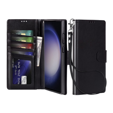 Galaxy S23 Ultra Wallet Case with Kickstand, Card Holders, and Wrist Strap