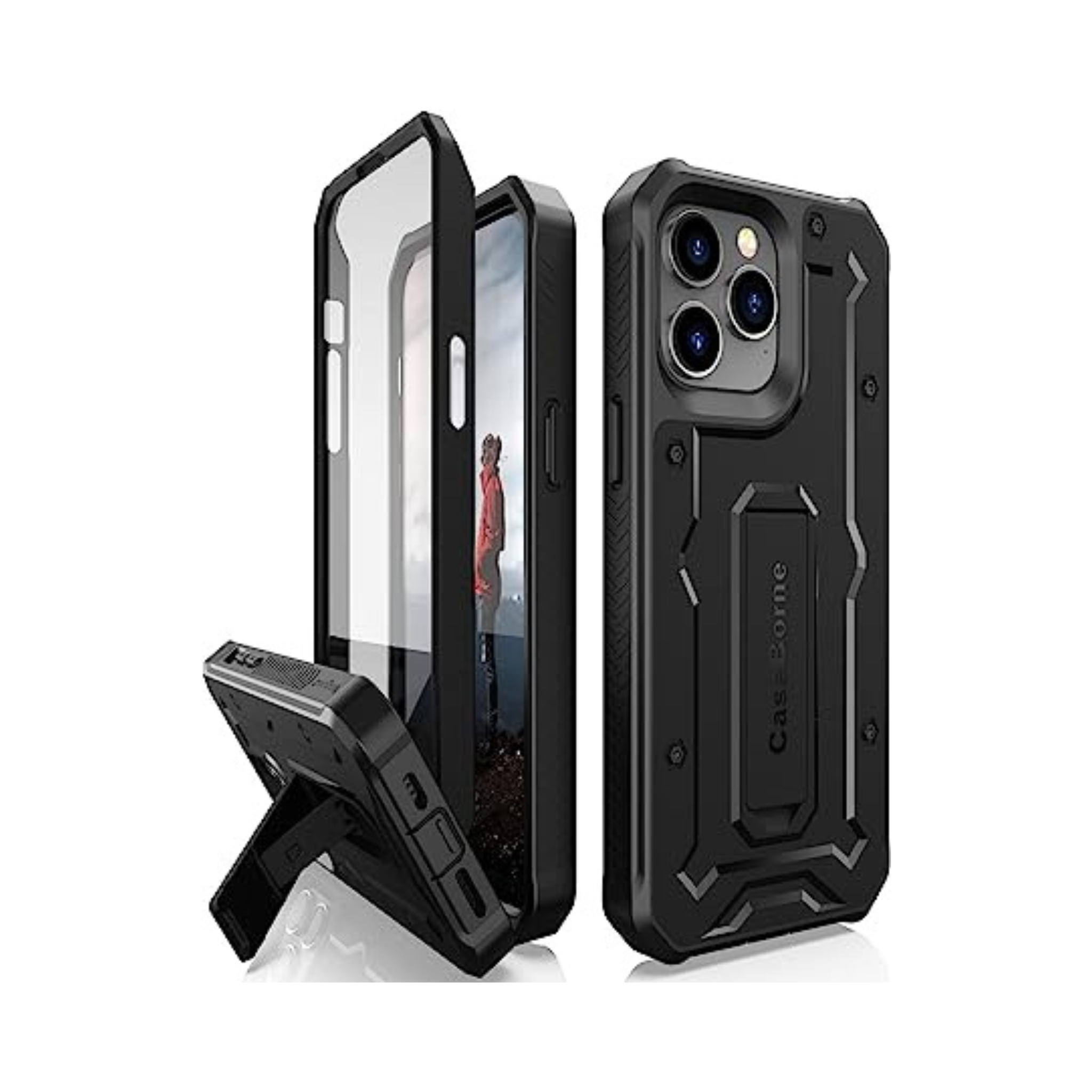 CaseBorne V iPhone 14 Pro Max Case - Military Grade Full-Body Rugged with Kickstand and Built-in Screen Protector