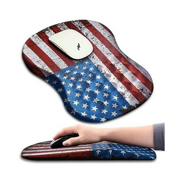 USA Flag Ergonomic Mouse Pad with Wrist Support (12x8 inch)