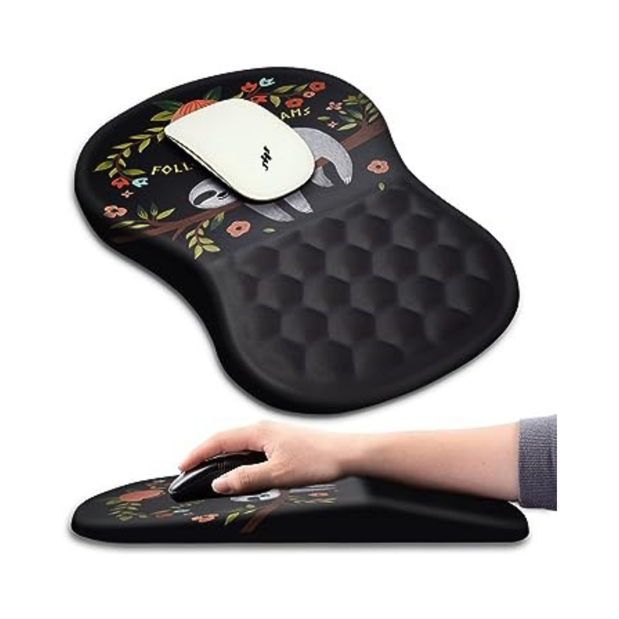 Cute Sloth Ergonomic Mouse Pad with Wrist Support and Massage Design - Pain Relief & Comfort (12x8 inch)