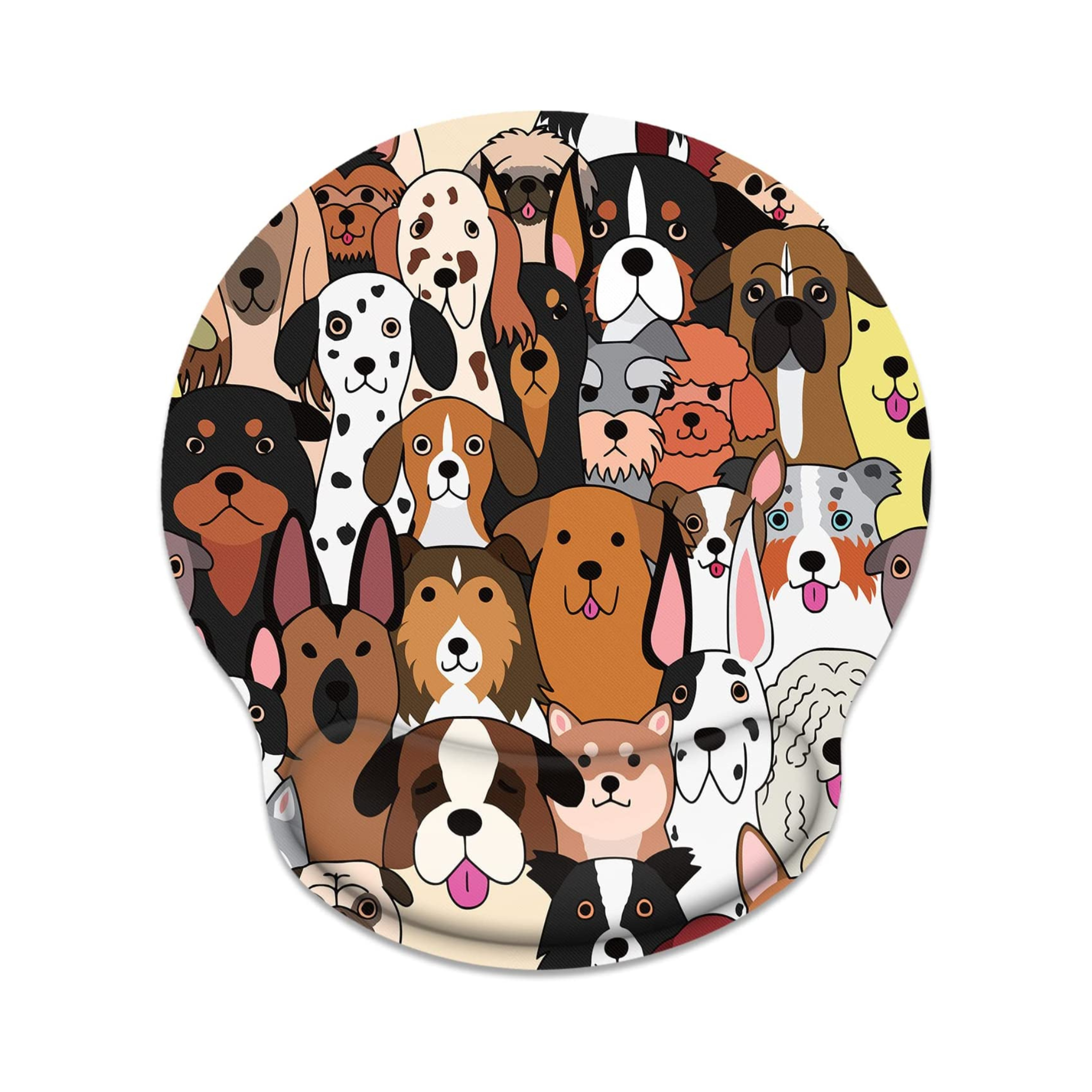 Colorful Doodle Dogs Ergonomic Mouse Pad with Wrist Support