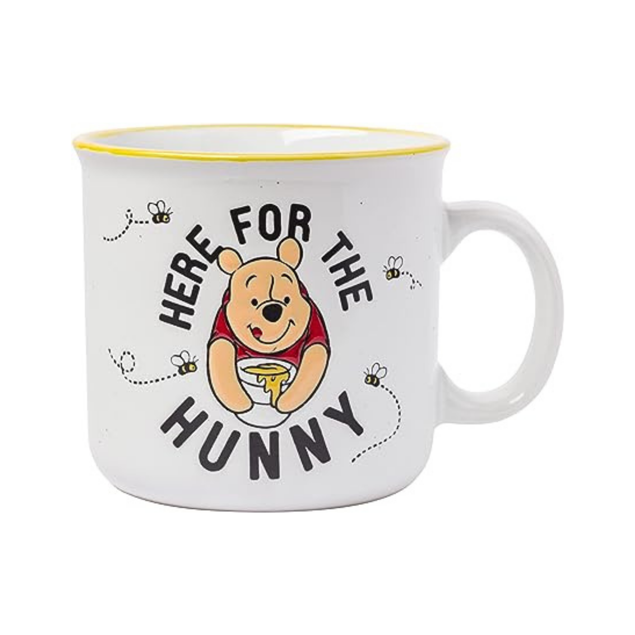 Winnie the Pooh Here for Hunny Wax Resist Ceramic Camper Mug - 20 Ounces, White/Multi