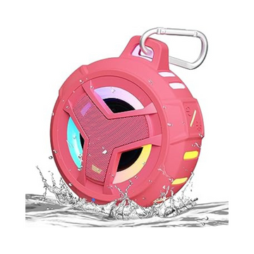 Portable Bluetooth Shower Speaker with LED Light - Waterproof, Floating, True Wireless Stereo - Rose Red